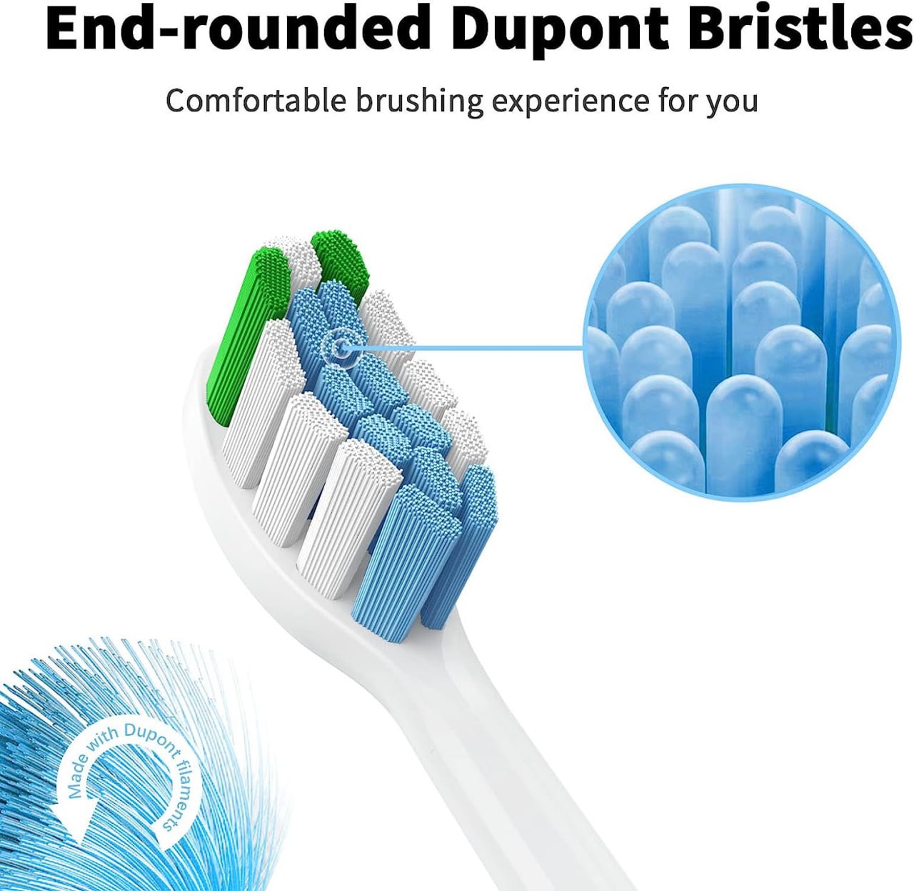 End-rounded DuPont bristles visual